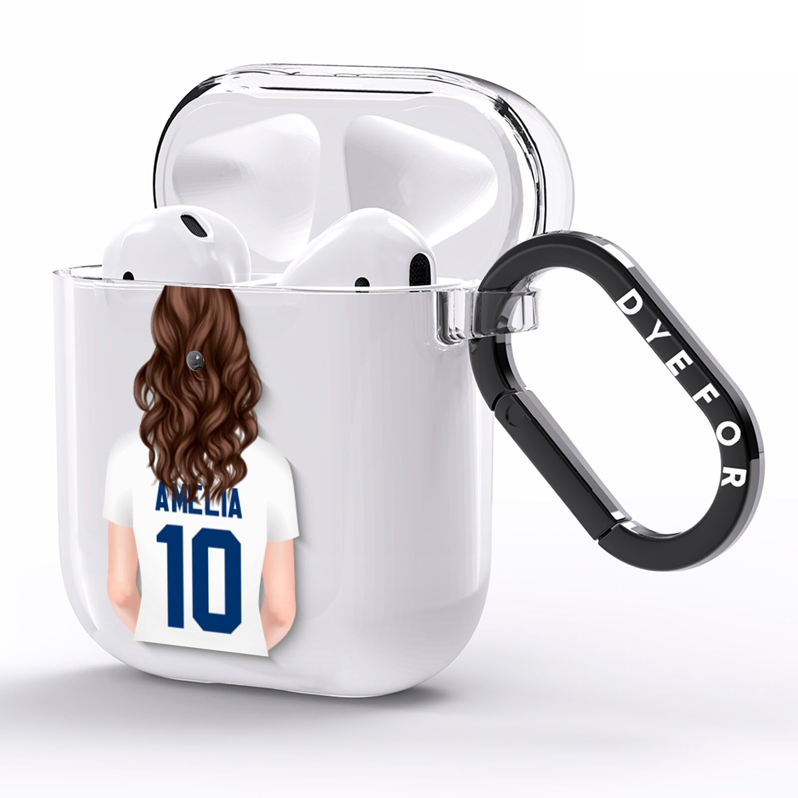Womens Footballer Personalised AirPods Clear Case Side Image