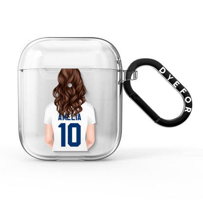 Womens Footballer Personalised AirPods Clear Case