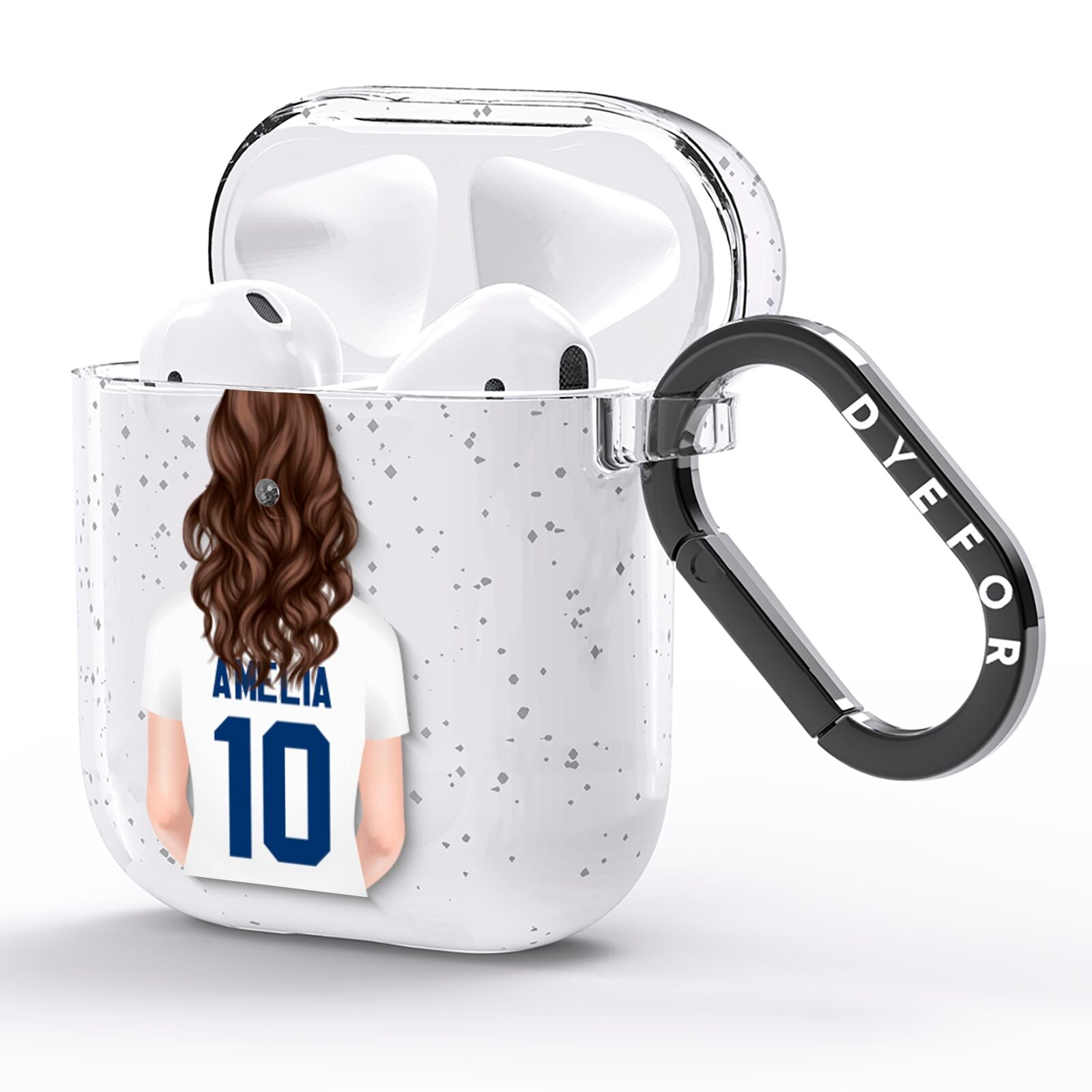 Womens Footballer Personalised AirPods Glitter Case Side Image