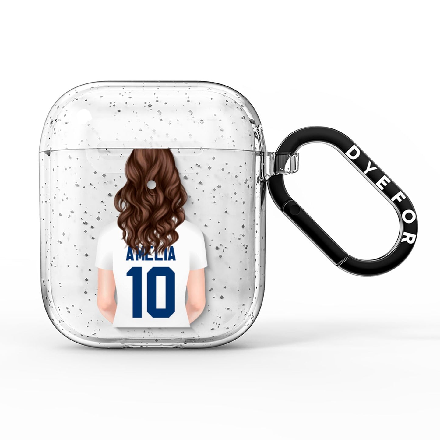 Womens Footballer Personalised AirPods Glitter Case