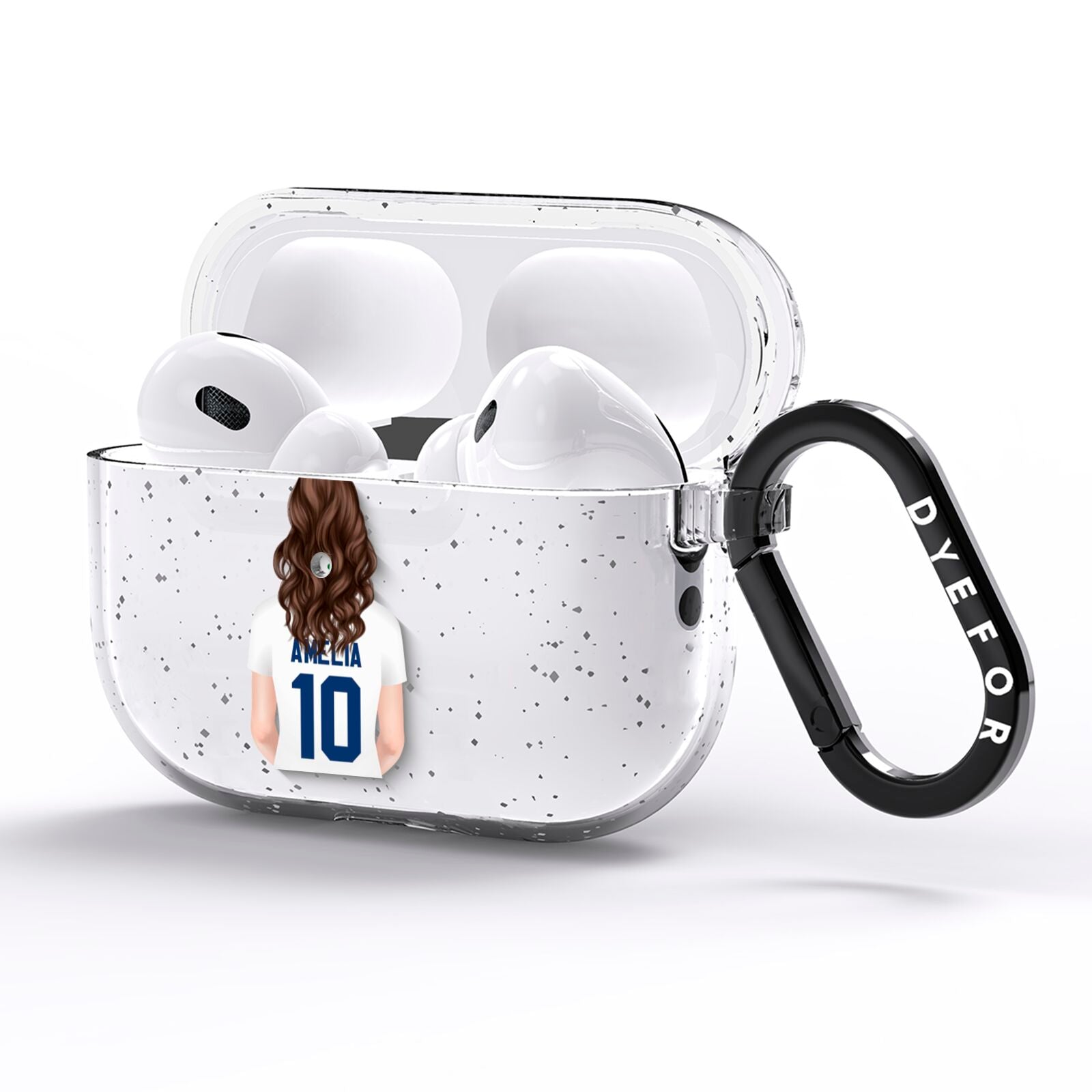 Womens Footballer Personalised AirPods Pro Glitter Case Side Image