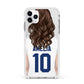 Womens Footballer Personalised Apple iPhone 11 Pro Max in Silver with White Impact Case