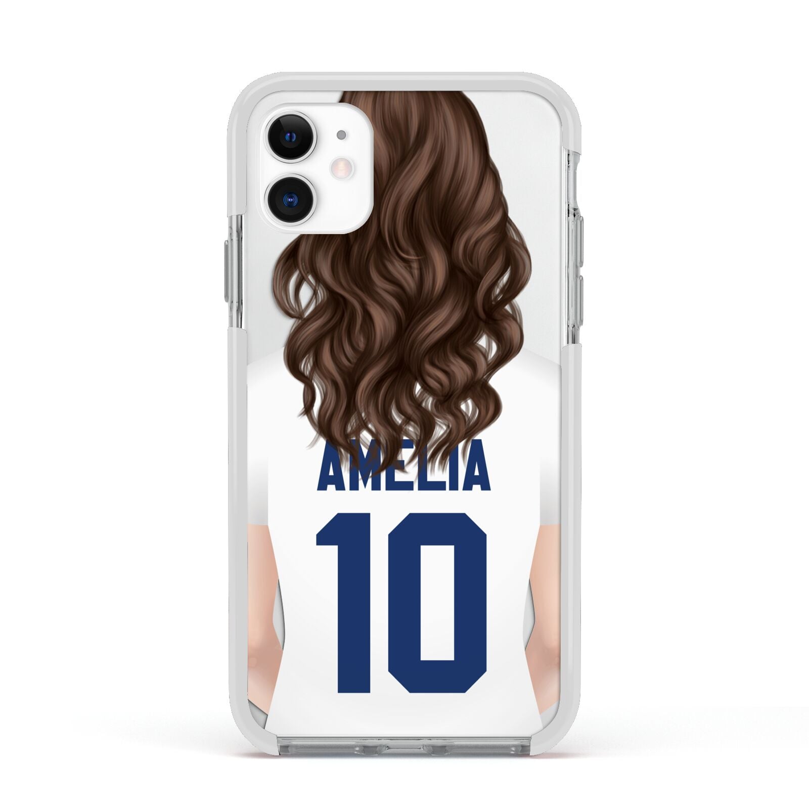 Womens Footballer Personalised Apple iPhone 11 in White with White Impact Case