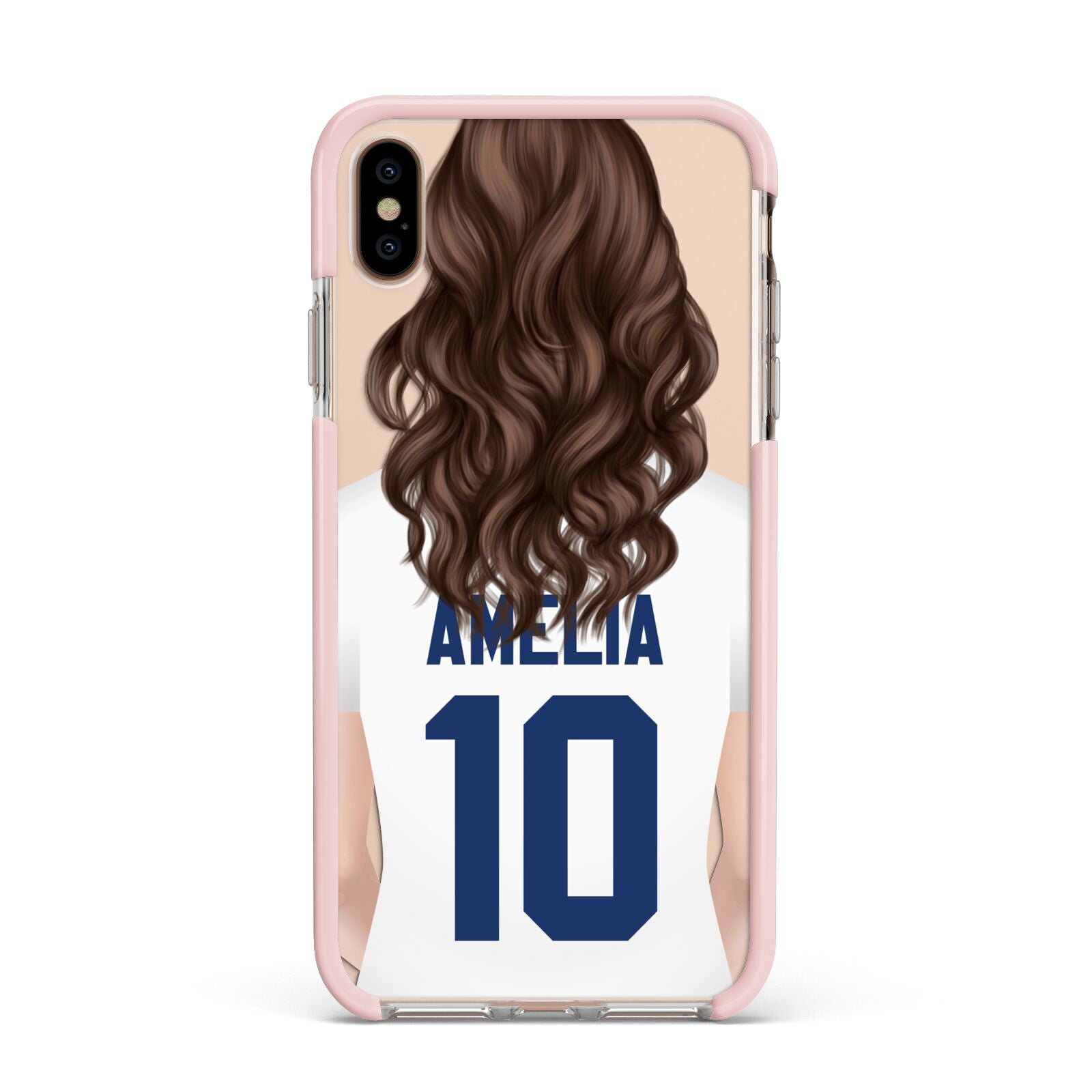 Womens Footballer Personalised Apple iPhone Xs Max Impact Case Pink Edge on Gold Phone