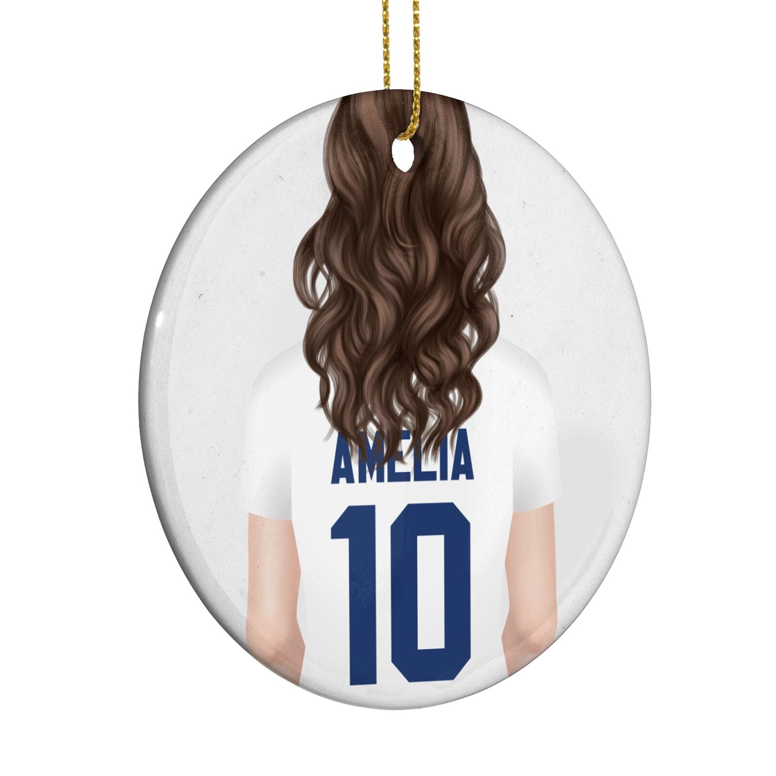 Womens Footballer Personalised Circle Decoration Side Angle
