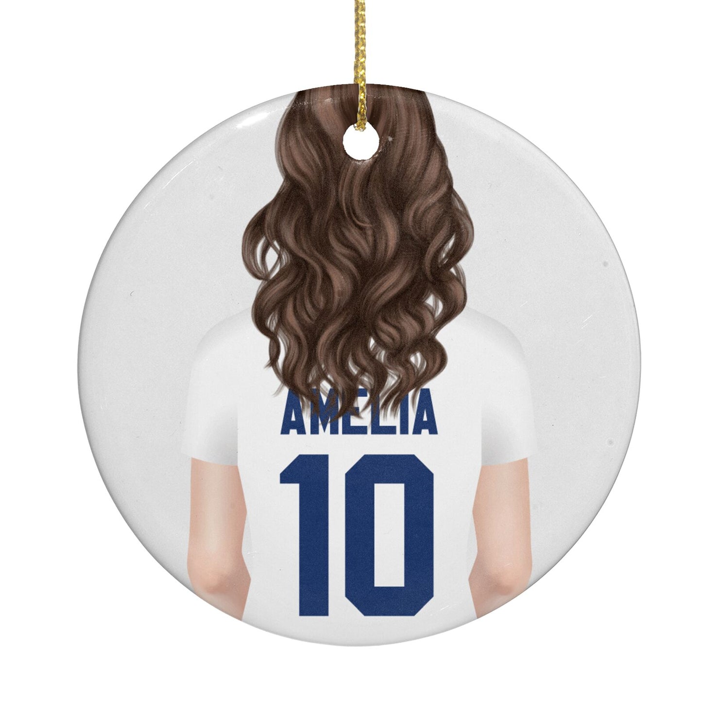 Womens Footballer Personalised Circle Decoration