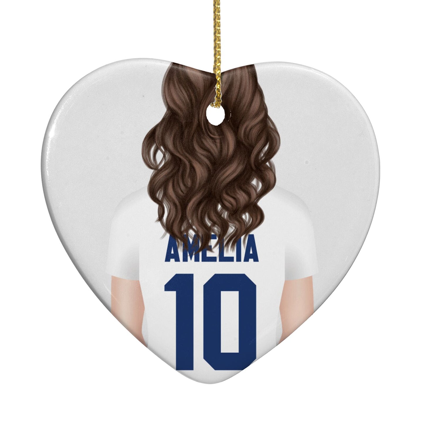 Womens Footballer Personalised Heart Decoration