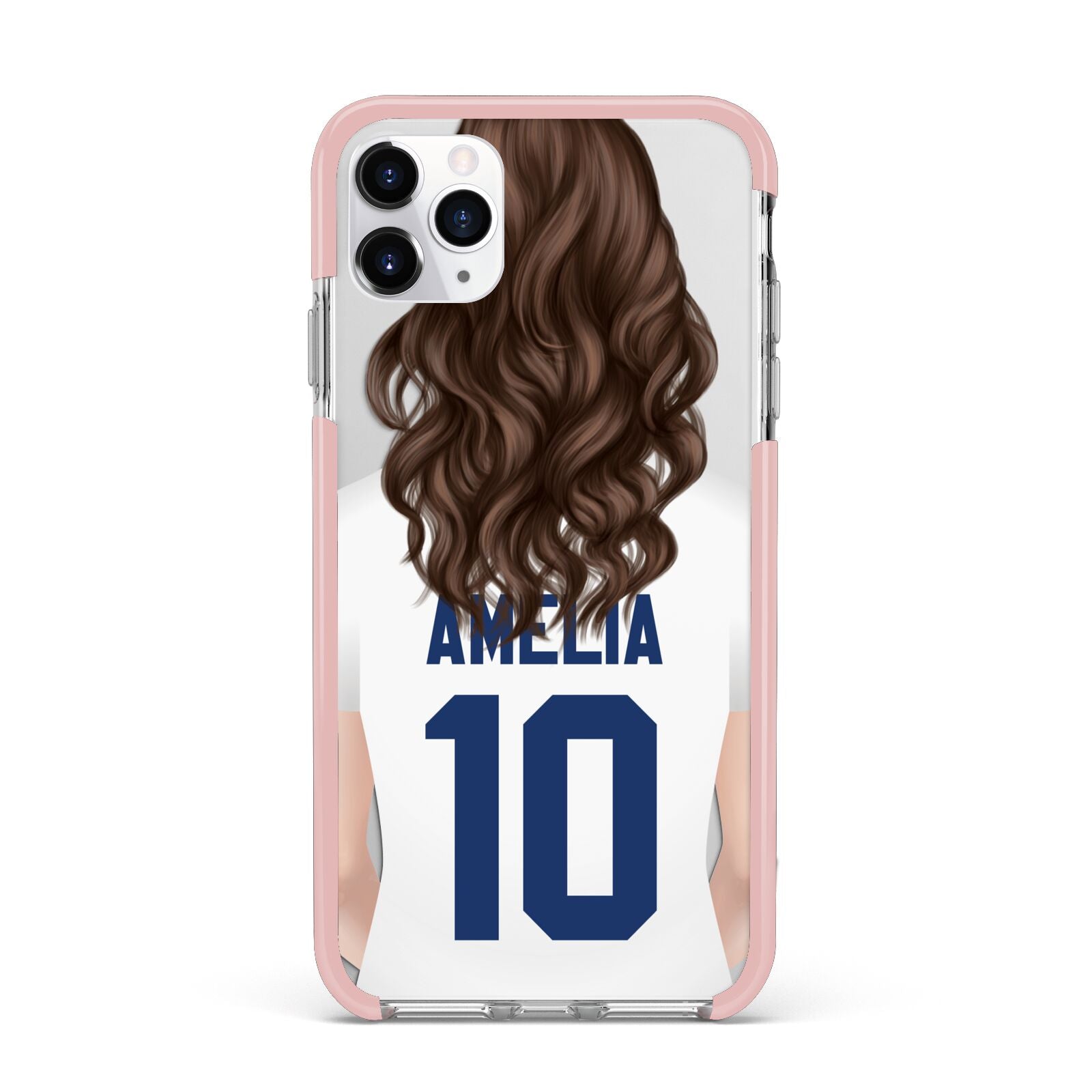 Womens Footballer Personalised iPhone 11 Pro Max Impact Pink Edge Case