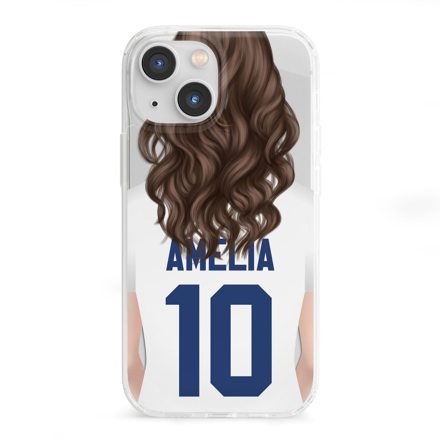 Womens Footballer Personalised iPhone 13 Mini Clear Bumper Case