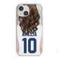 Womens Footballer Personalised iPhone 13 Mini TPU Impact Case with White Edges