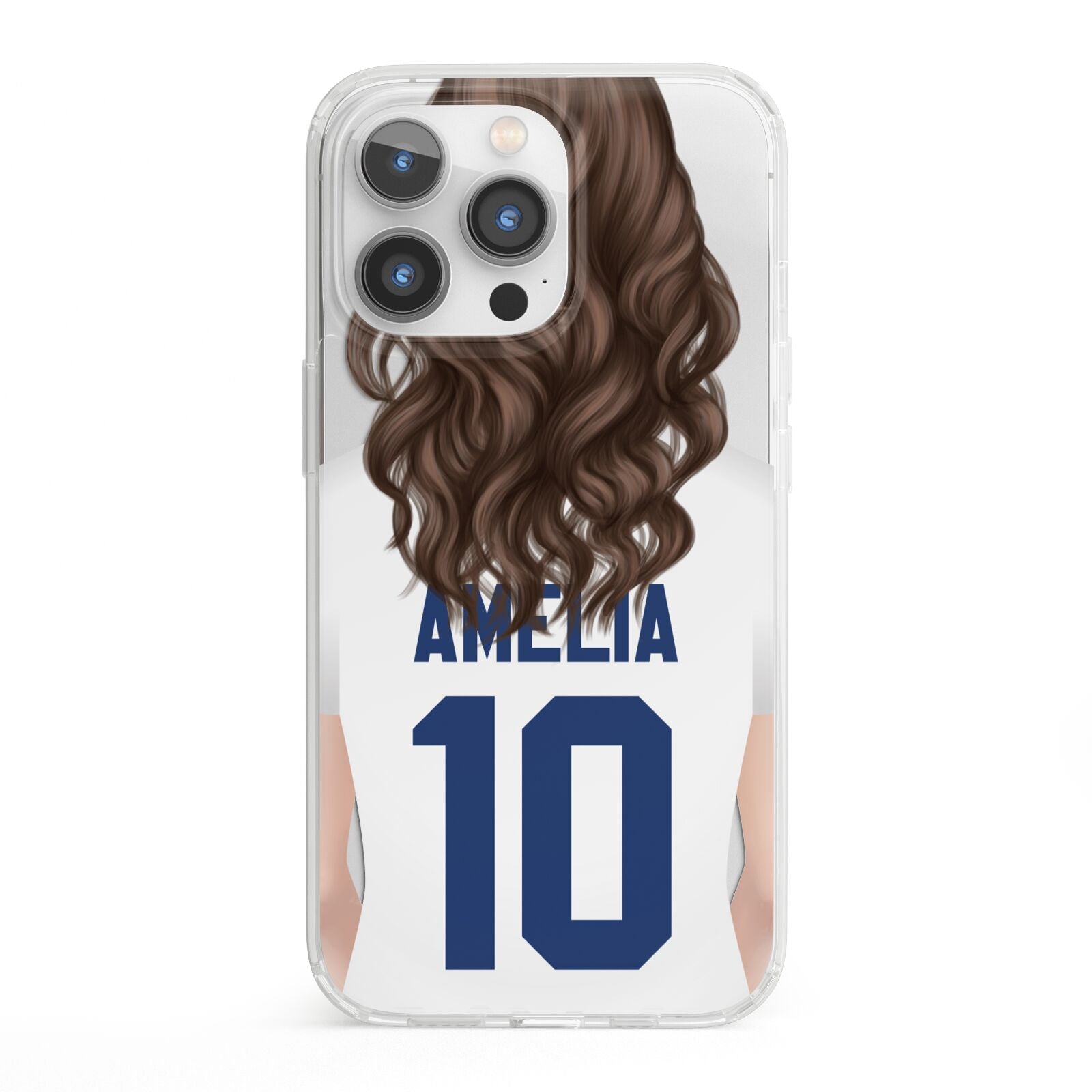 Womens Footballer Personalised iPhone 13 Pro Clear Bumper Case