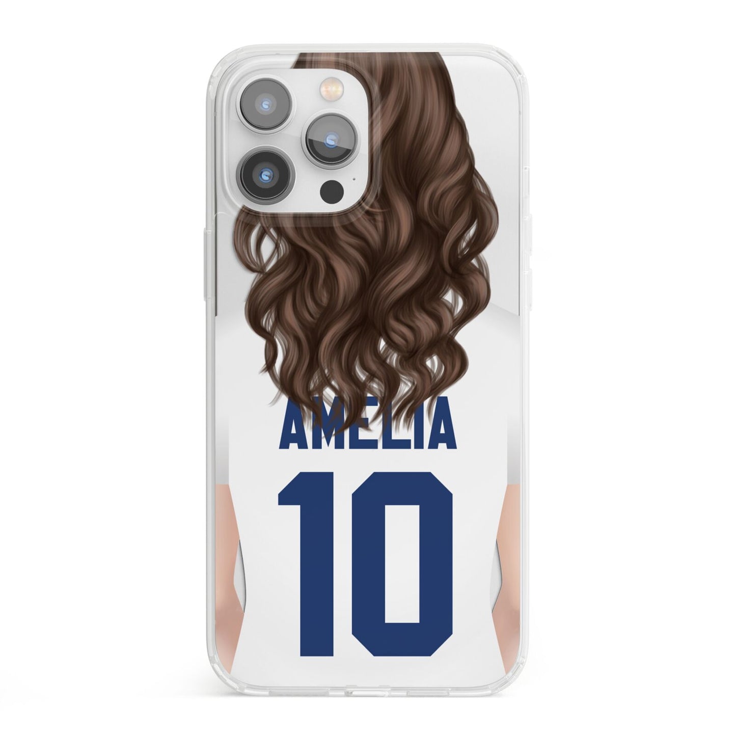 Womens Footballer Personalised iPhone 13 Pro Max Clear Bumper Case