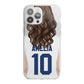 Womens Footballer Personalised iPhone 13 Pro Max TPU Impact Case with White Edges