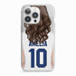 Womens Footballer Personalised iPhone 13 Pro TPU Impact Case with White Edges