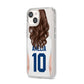 Womens Footballer Personalised iPhone 14 Clear Tough Case Starlight Angled Image