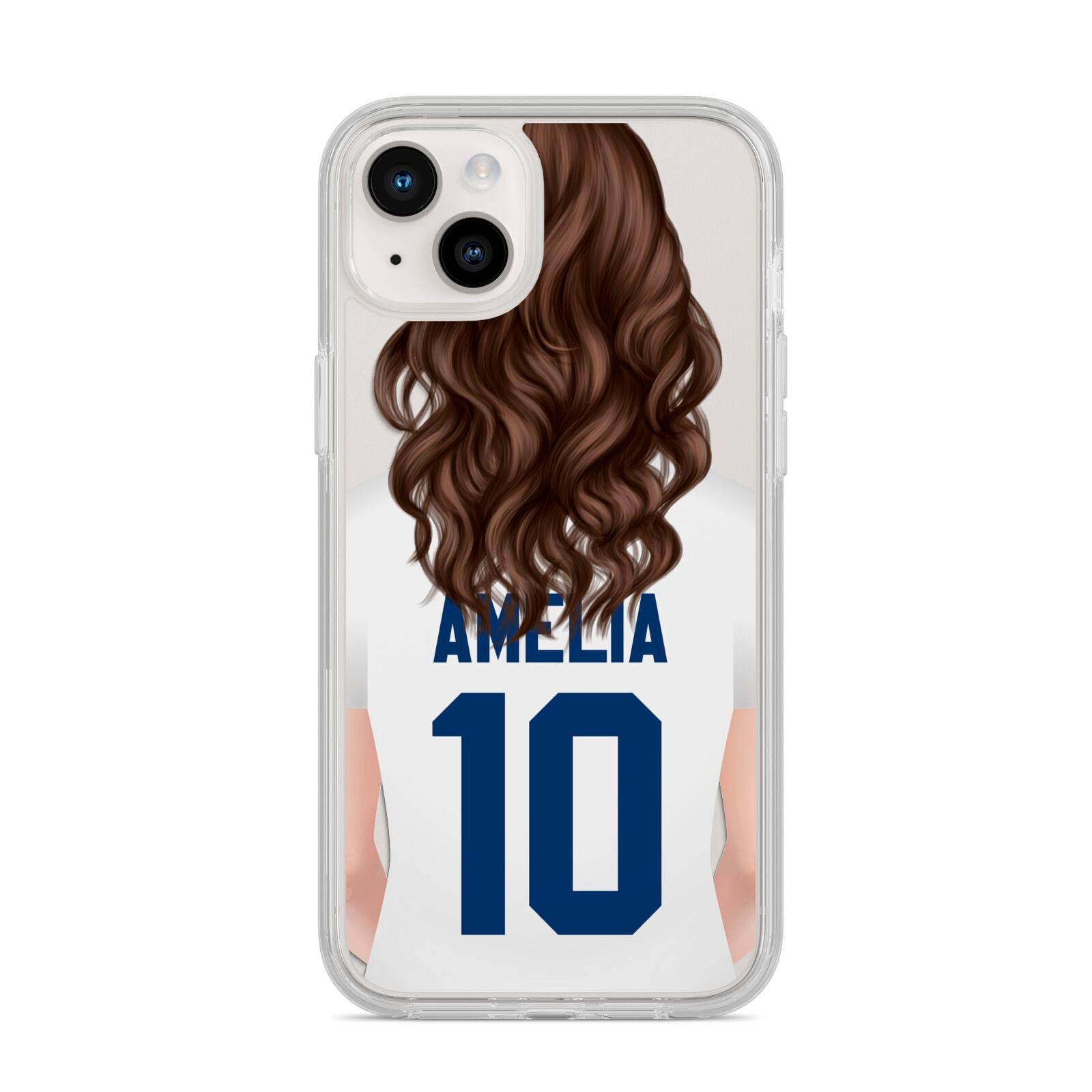 Womens Footballer Personalised iPhone 14 Plus Clear Tough Case Starlight