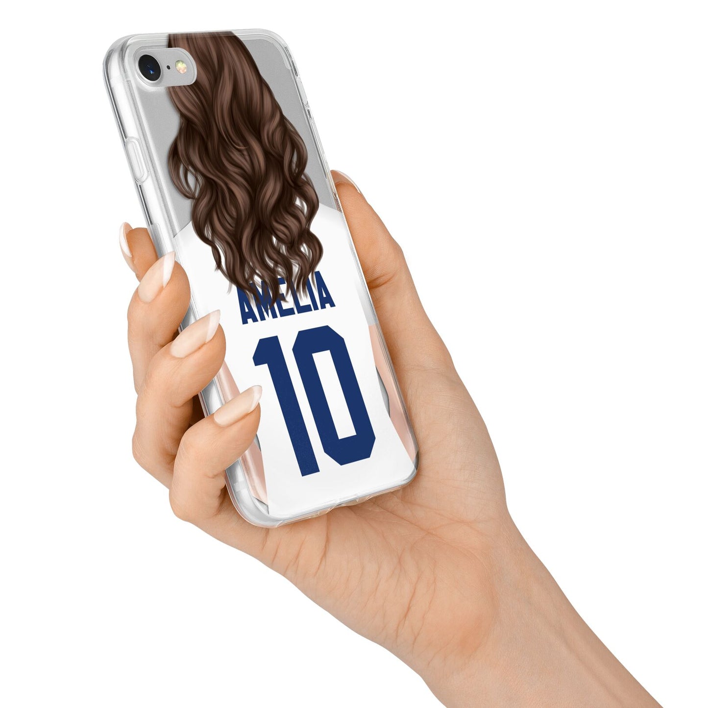 Womens Footballer Personalised iPhone 7 Bumper Case on Silver iPhone Alternative Image