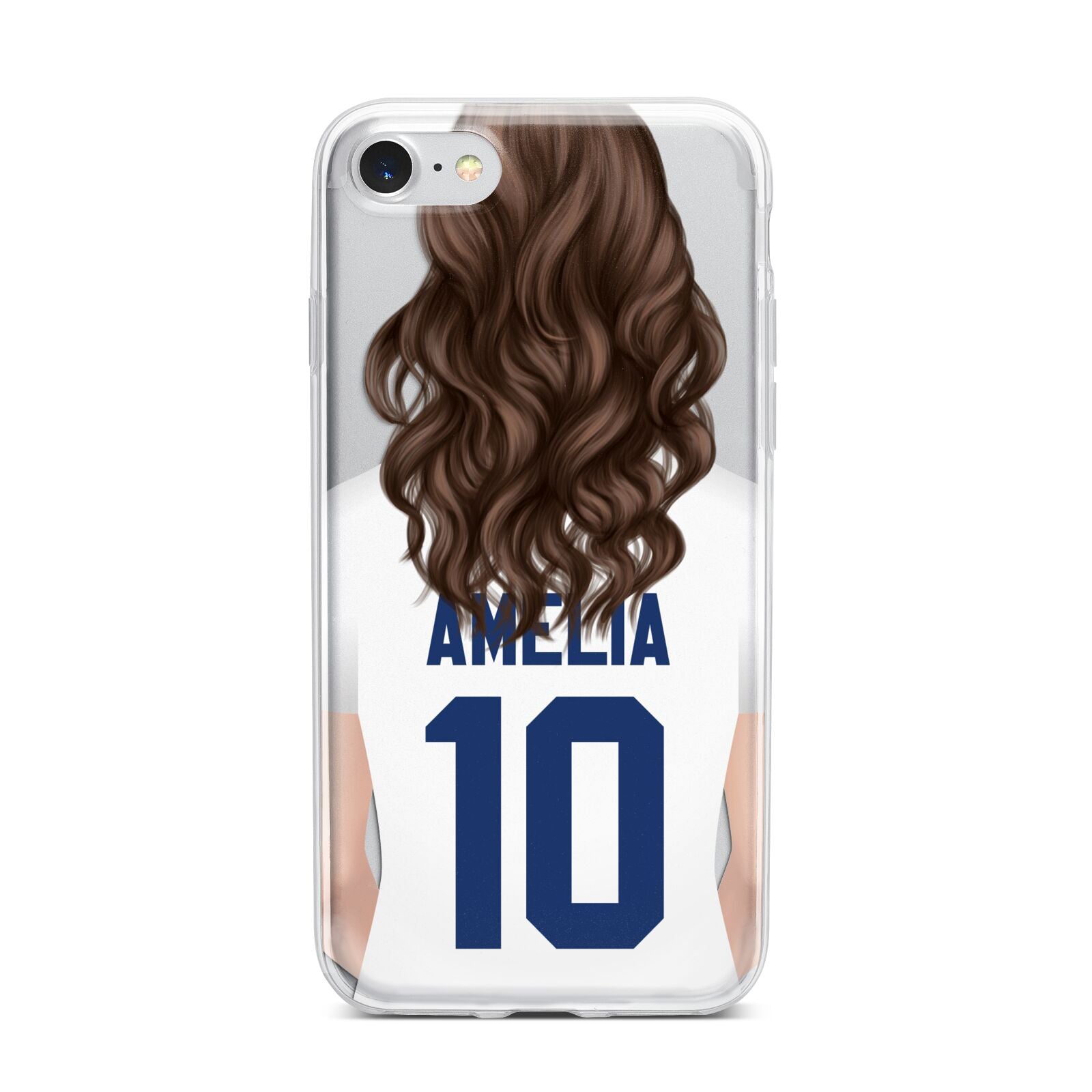 Womens Footballer Personalised iPhone 7 Bumper Case on Silver iPhone