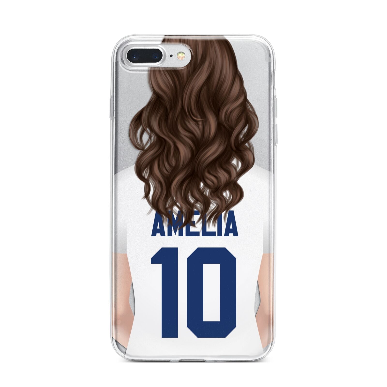 Womens Footballer Personalised iPhone 7 Plus Bumper Case on Silver iPhone