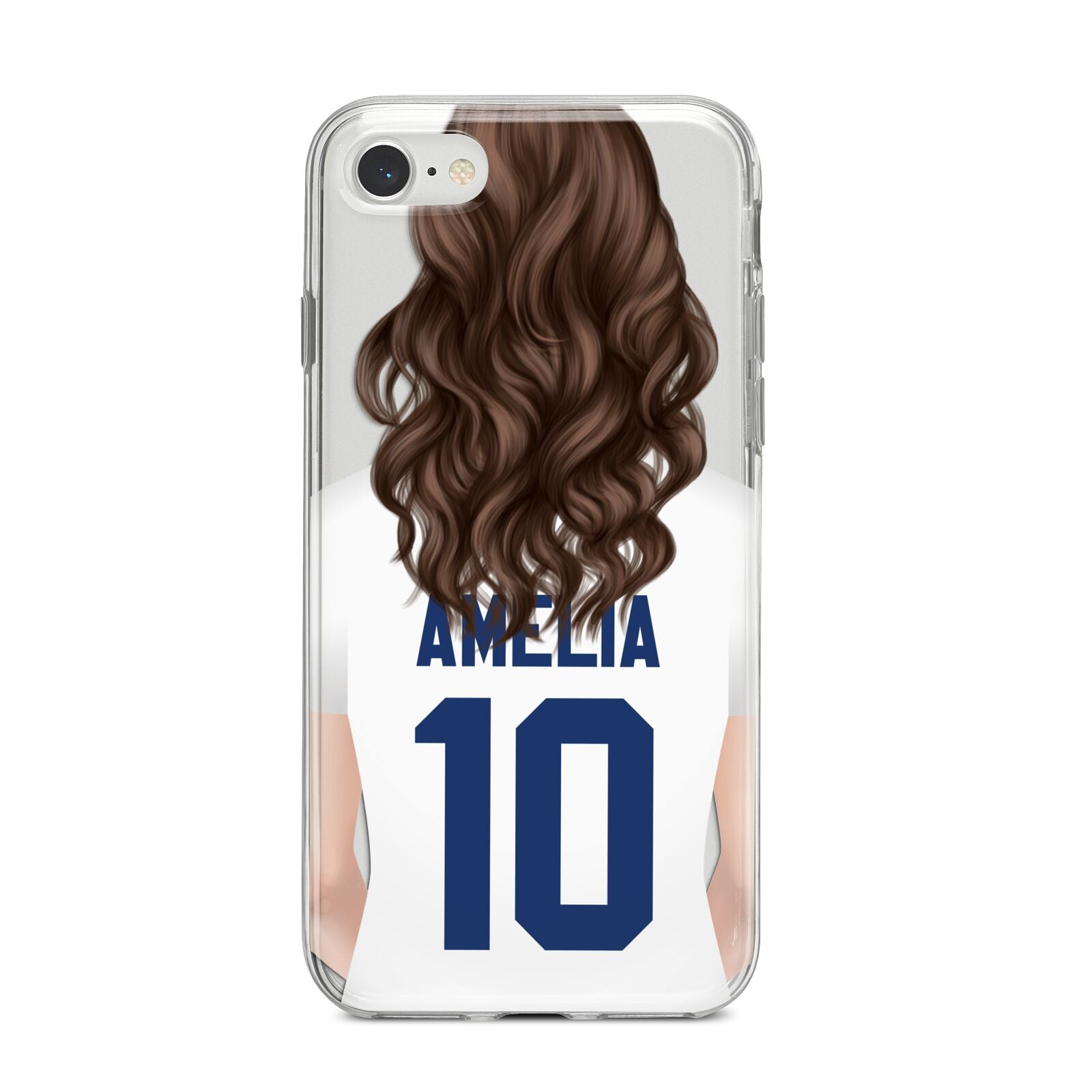 Womens Footballer Personalised iPhone 8 Bumper Case on Silver iPhone