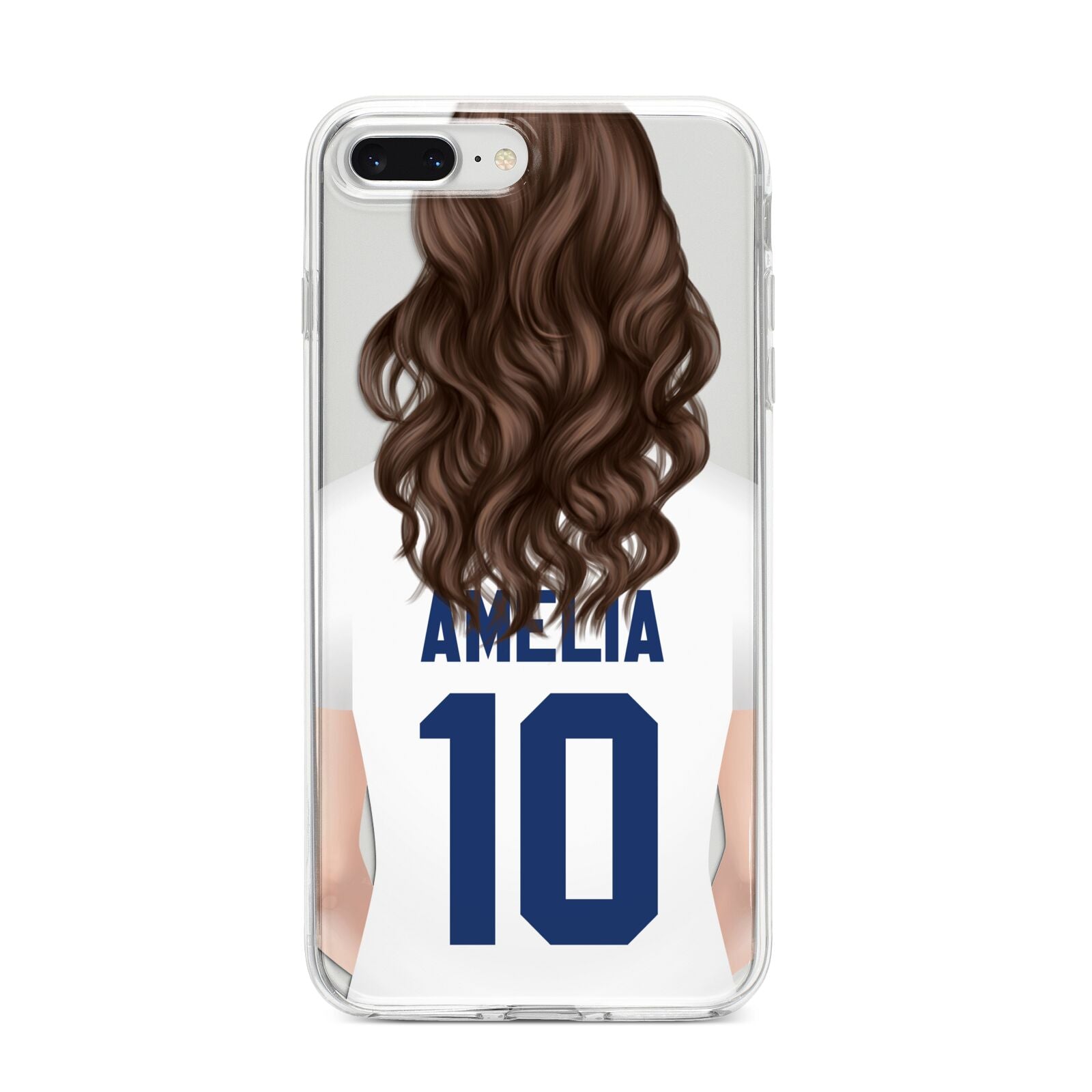 Womens Footballer Personalised iPhone 8 Plus Bumper Case on Silver iPhone