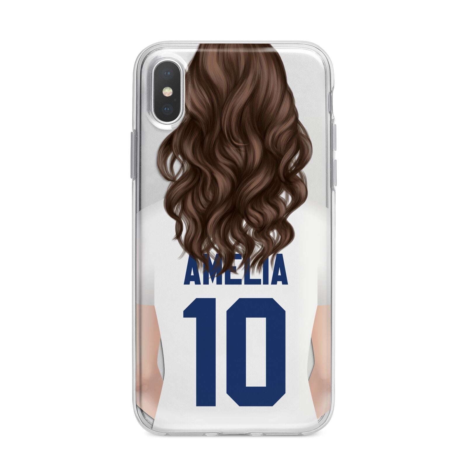 Womens Footballer Personalised iPhone X Bumper Case on Silver iPhone Alternative Image 1