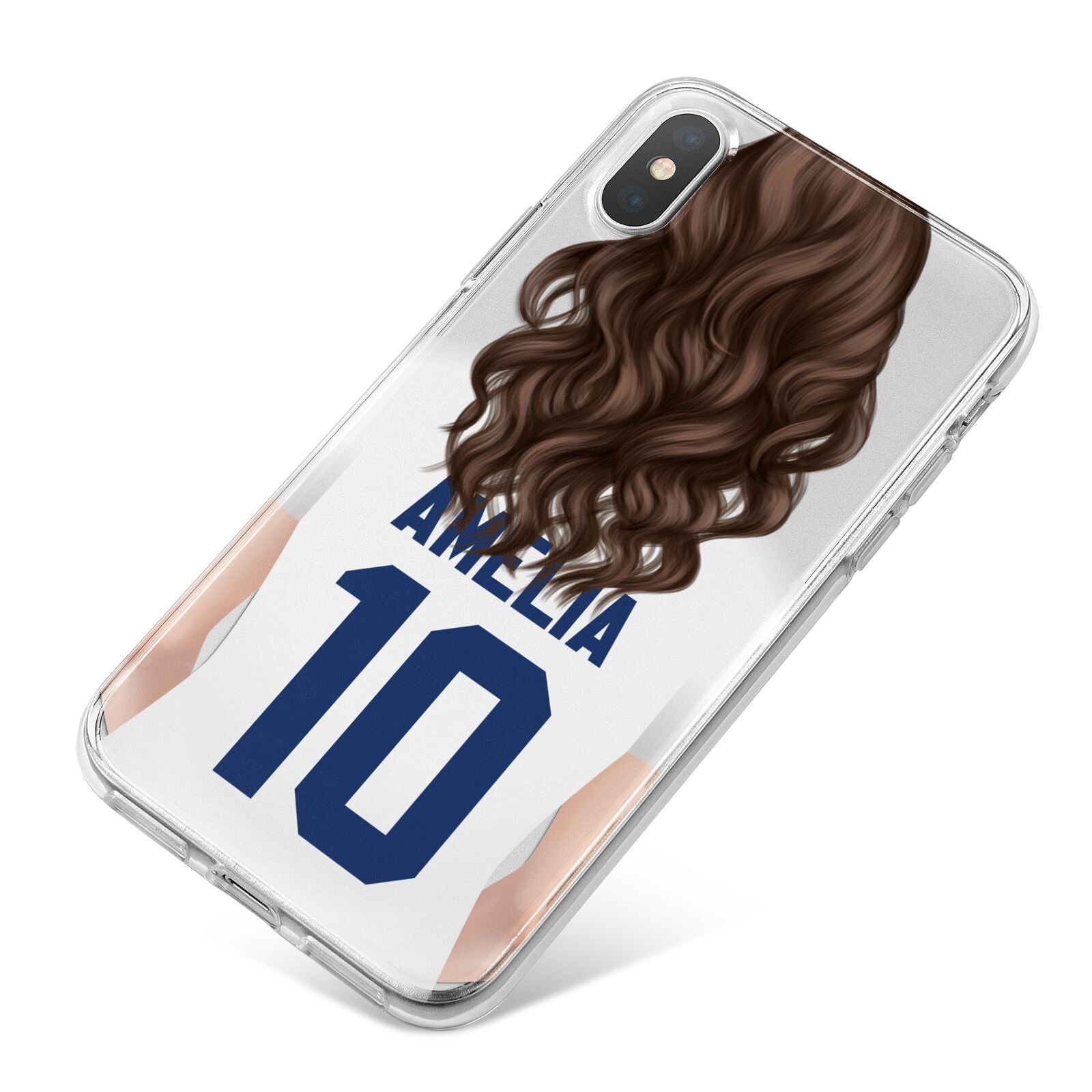 Womens Footballer Personalised iPhone X Bumper Case on Silver iPhone