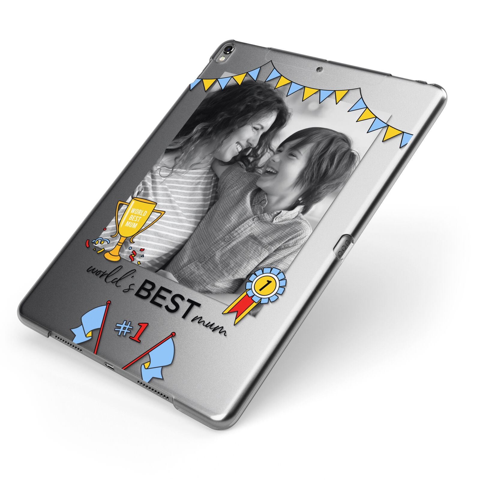 Worlds Best Mum Apple iPad Case on Grey iPad Side View