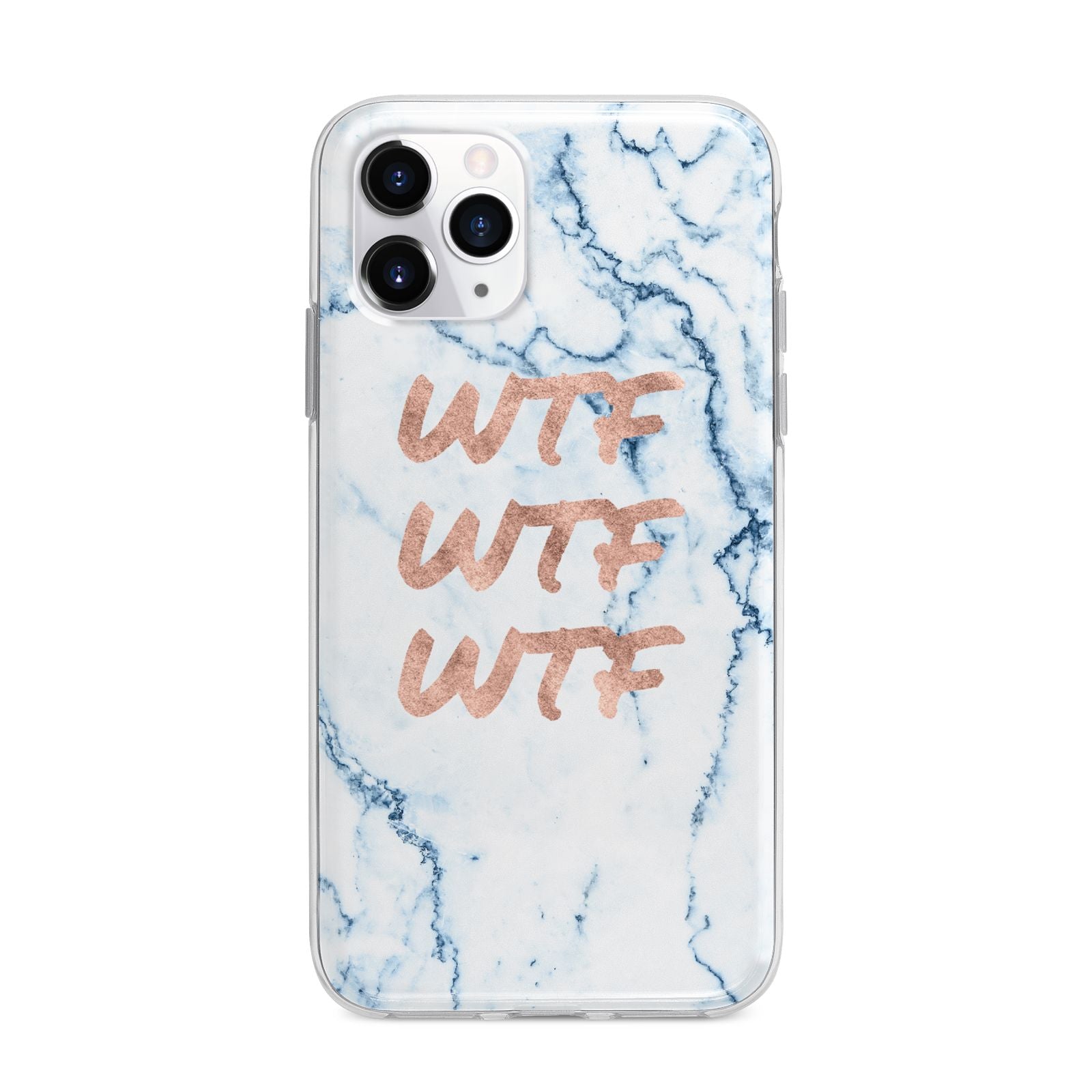 Wtf Rose Gold Blue Marble Effect Apple iPhone 11 Pro Max in Silver with Bumper Case