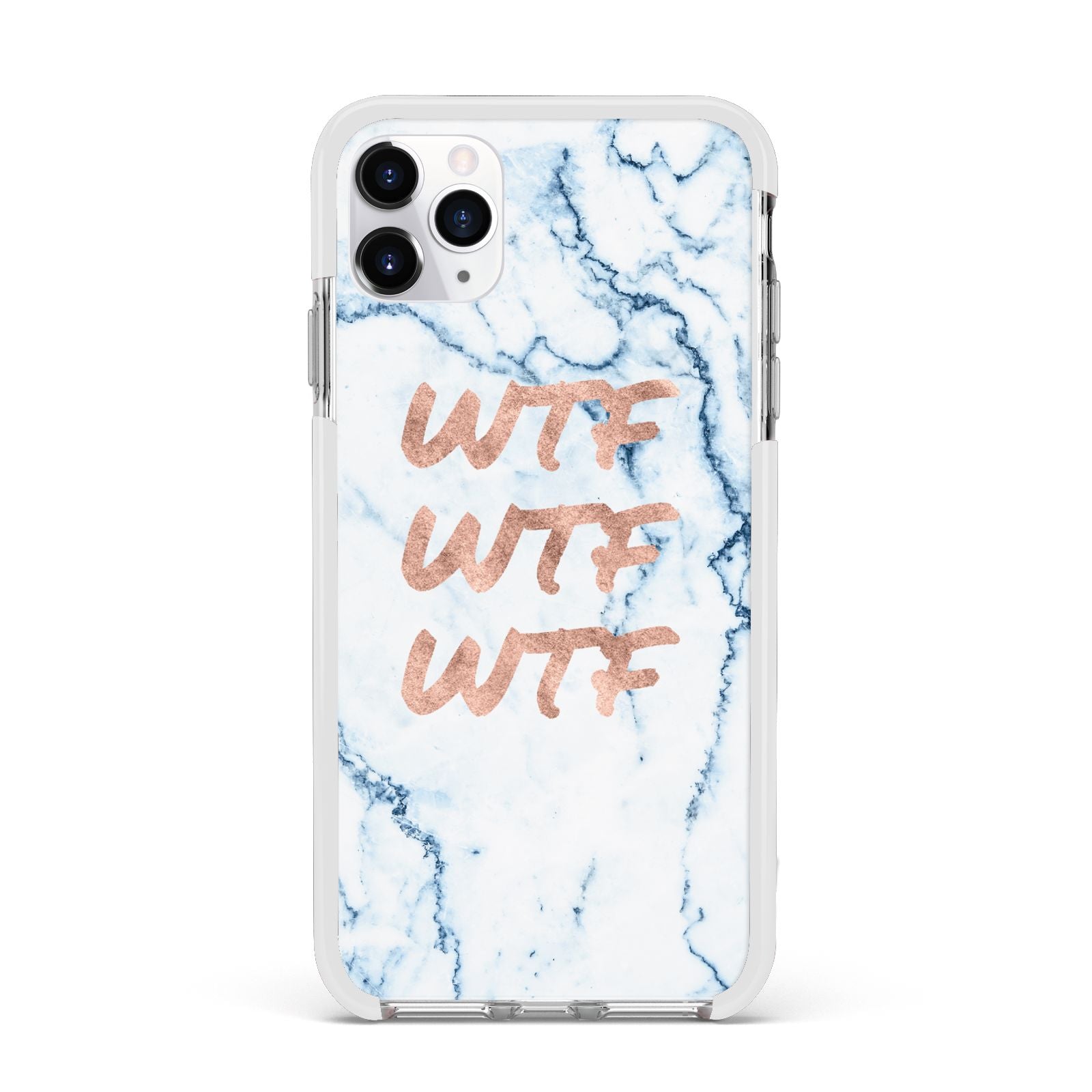 Wtf Rose Gold Blue Marble Effect Apple iPhone 11 Pro Max in Silver with White Impact Case