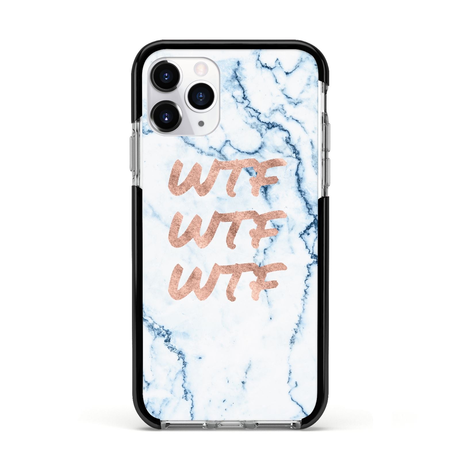Wtf Rose Gold Blue Marble Effect Apple iPhone 11 Pro in Silver with Black Impact Case