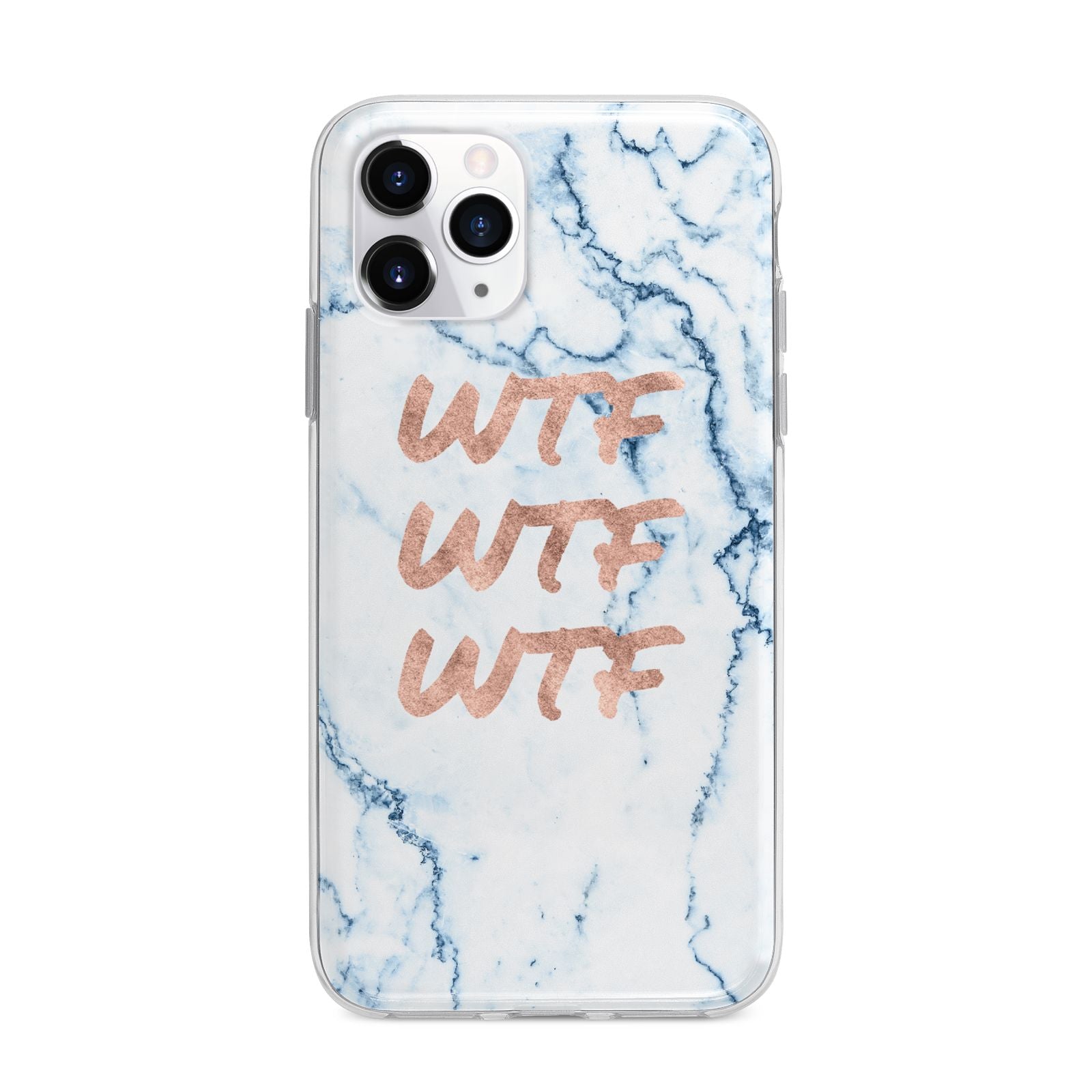 Wtf Rose Gold Blue Marble Effect Apple iPhone 11 Pro in Silver with Bumper Case