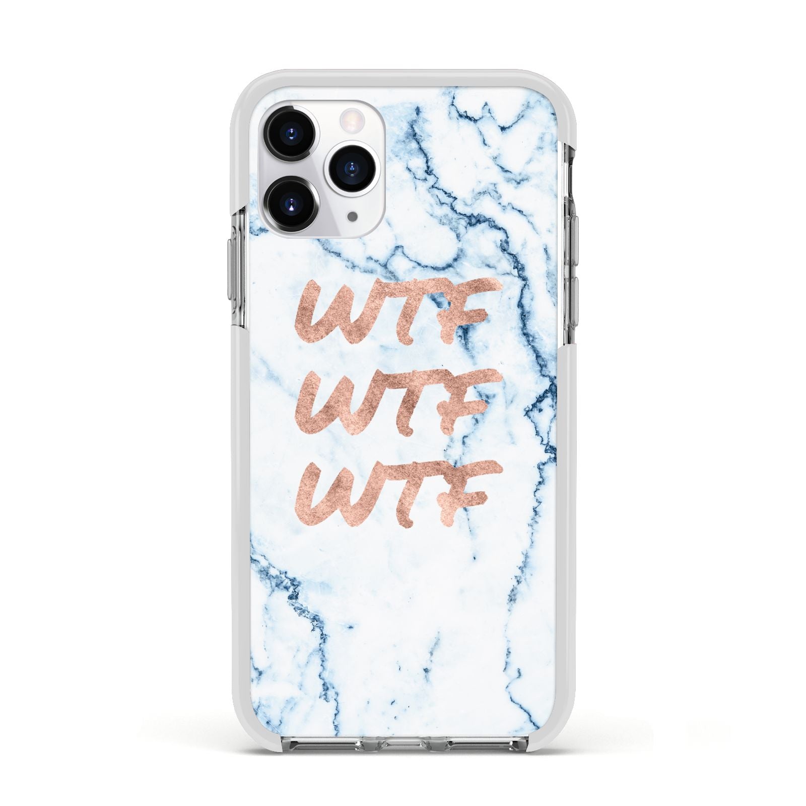 Wtf Rose Gold Blue Marble Effect Apple iPhone 11 Pro in Silver with White Impact Case
