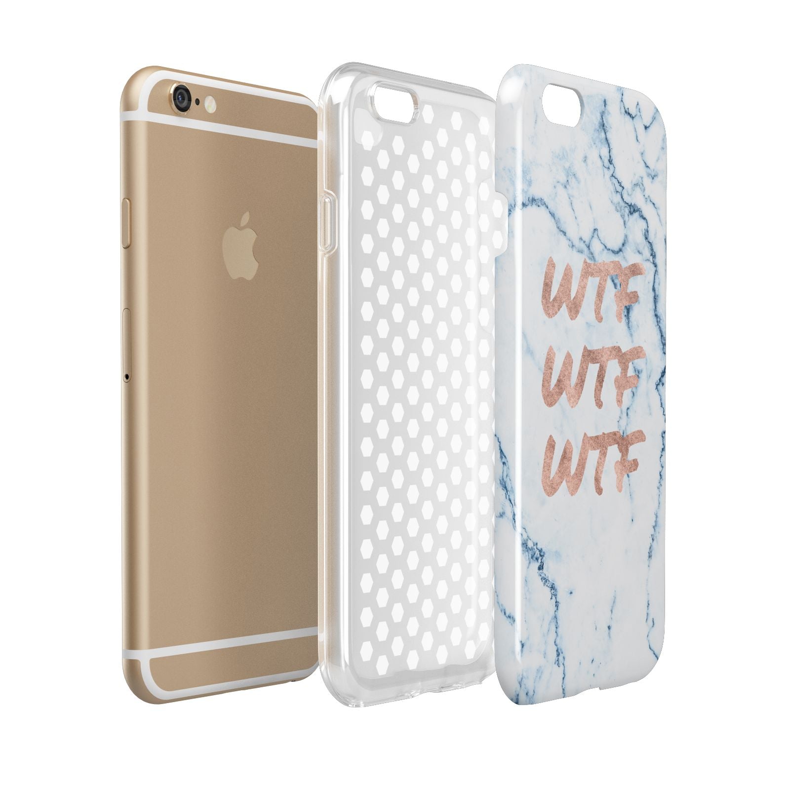 Wtf Rose Gold Blue Marble Effect Apple iPhone 6 3D Tough Case Expanded view