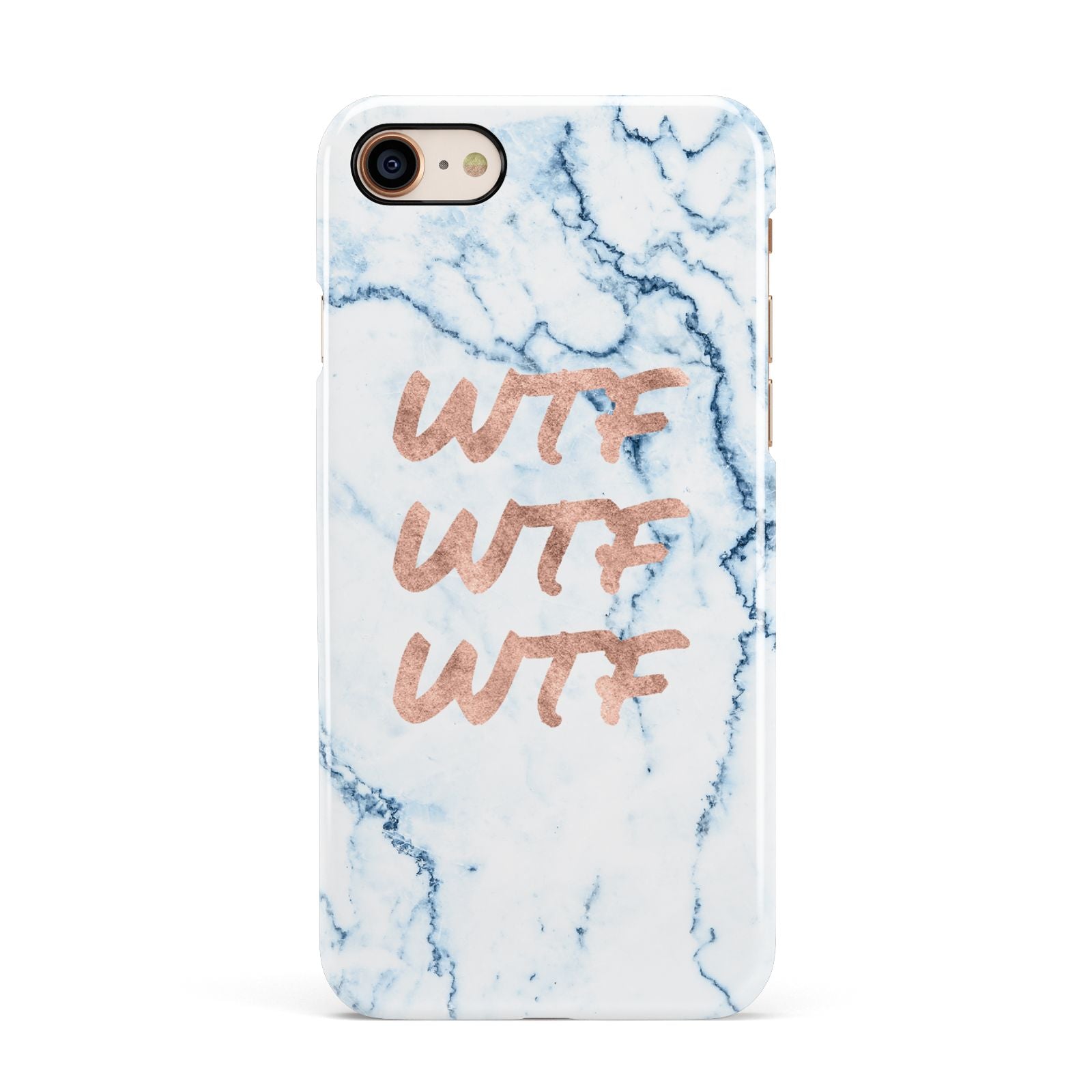 Wtf Rose Gold Blue Marble Effect Apple iPhone 7 8 3D Snap Case