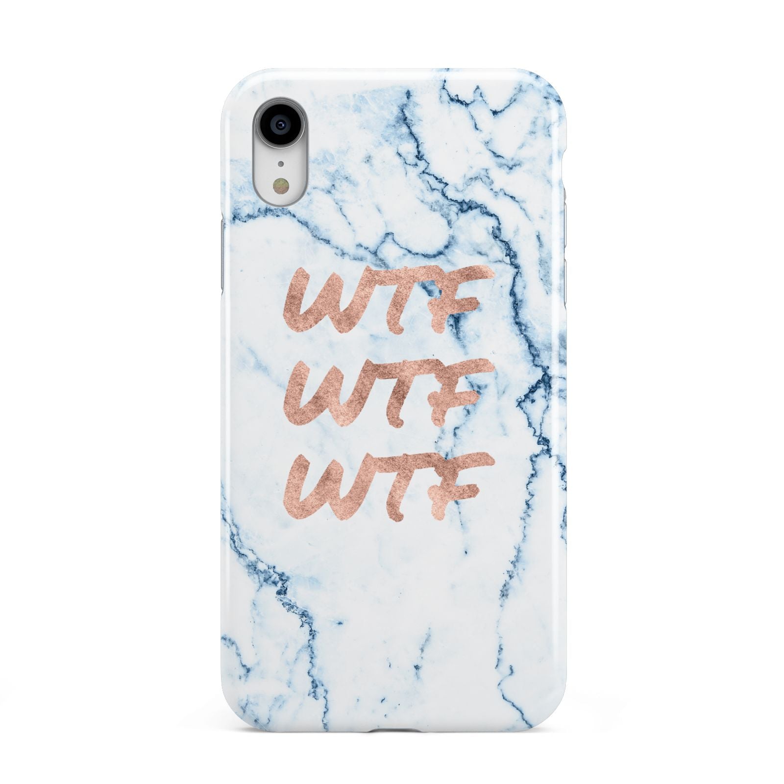 Wtf Rose Gold Blue Marble Effect Apple iPhone XR White 3D Tough Case