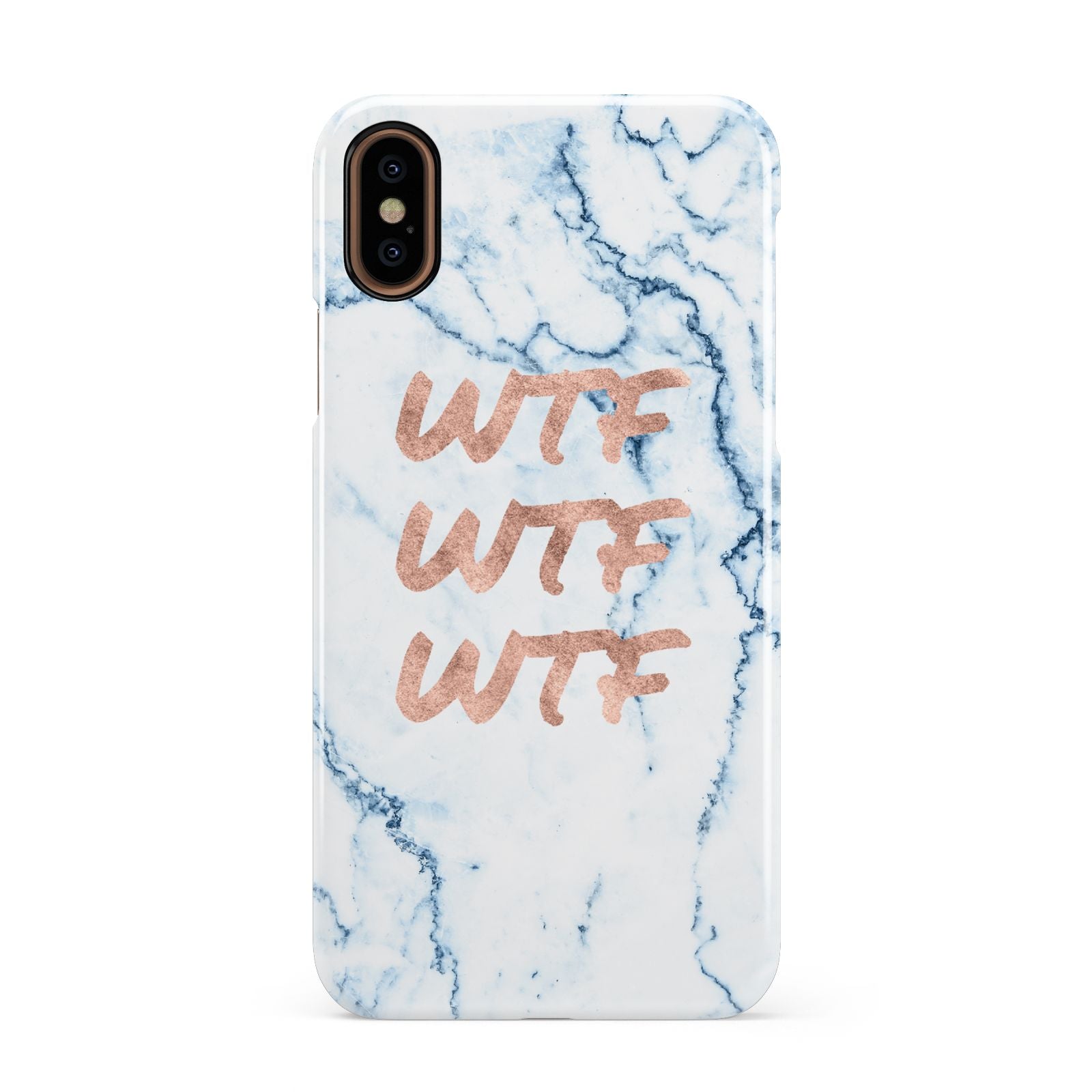 Wtf Rose Gold Blue Marble Effect Apple iPhone XS 3D Snap Case