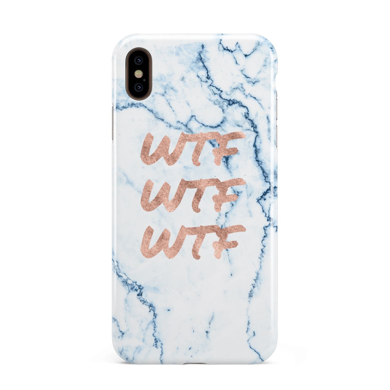 Wtf Rose Gold Blue Marble Effect Apple iPhone Xs Max 3D Tough Case