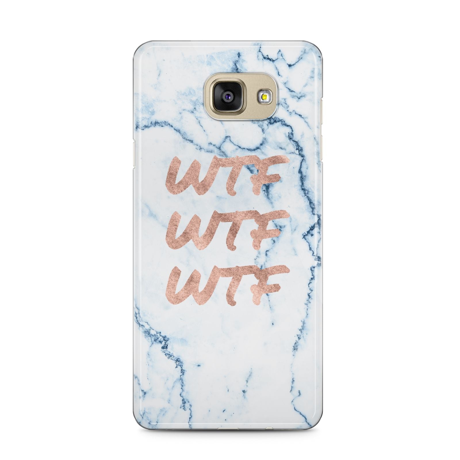 Wtf Rose Gold Blue Marble Effect Samsung Galaxy A5 2016 Case on gold phone