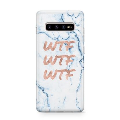 Wtf Rose Gold Blue Marble Effect Samsung Galaxy S10 Case