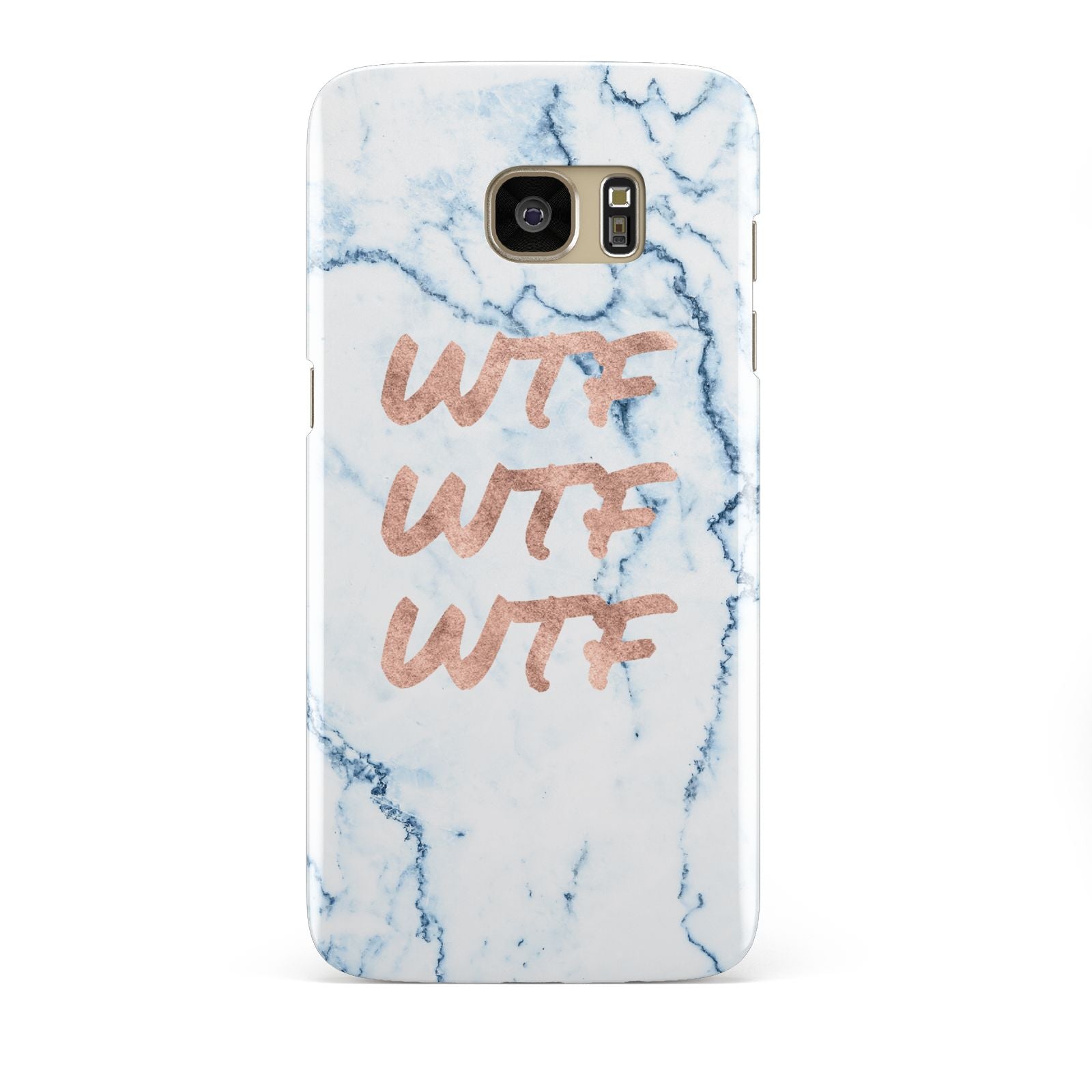 Wtf Rose Gold Blue Marble Effect Samsung Galaxy S7 Edge Case