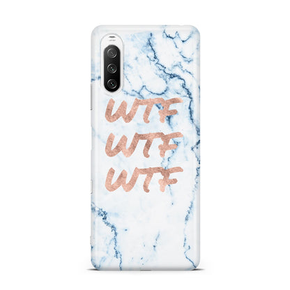 Wtf Rose Gold Blue Marble Effect Sony Xperia 10 III Case