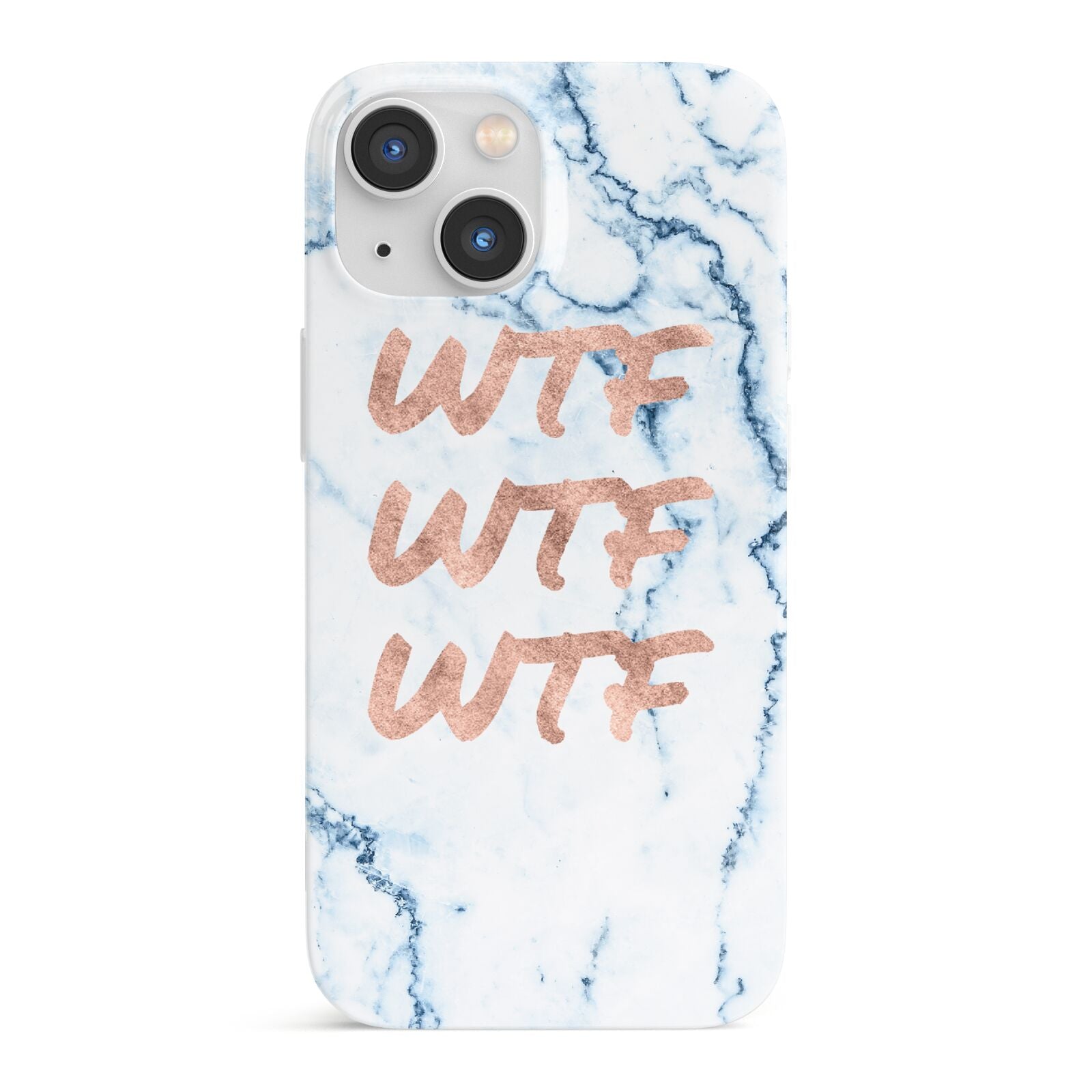 Wtf Rose Gold Blue Marble Effect iPhone 13 Mini Full Wrap 3D Snap Case