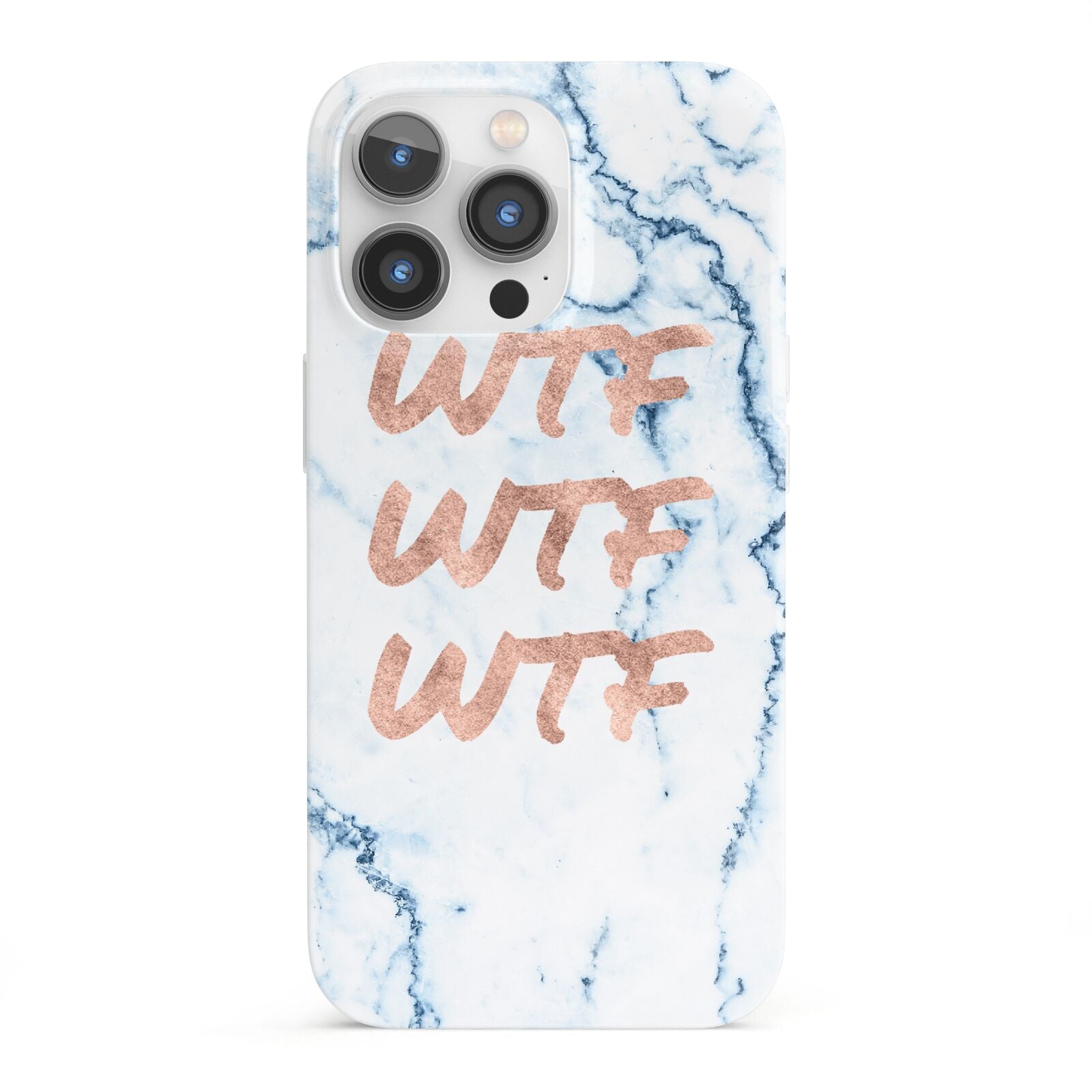 Wtf Rose Gold Blue Marble Effect iPhone 13 Pro Full Wrap 3D Snap Case