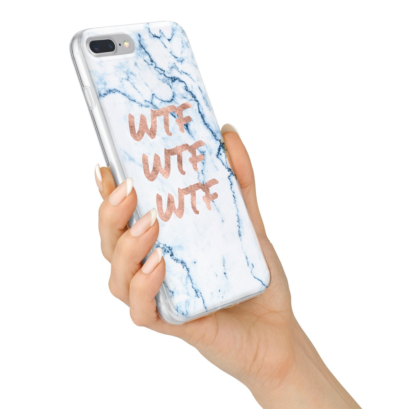 Wtf Rose Gold Blue Marble Effect iPhone 7 Plus Bumper Case on Silver iPhone Alternative Image