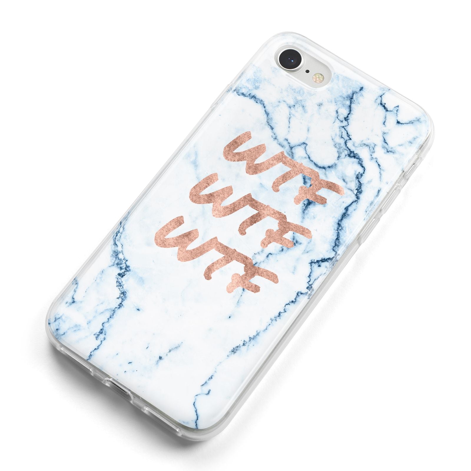 Wtf Rose Gold Blue Marble Effect iPhone 8 Bumper Case on Silver iPhone Alternative Image
