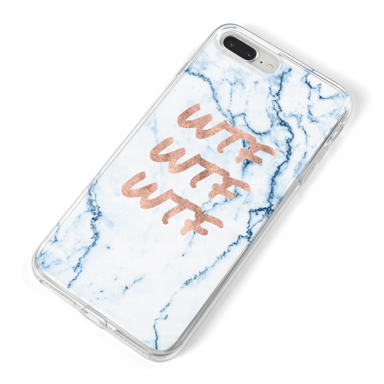 Wtf Rose Gold Blue Marble Effect iPhone 8 Plus Bumper Case on Silver iPhone Alternative Image