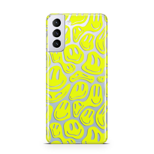 Yellow Happy Face Samsung S21 Plus Phone Case