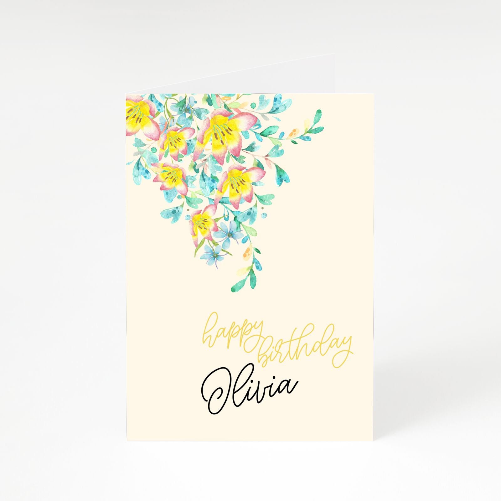 Yellow Pink Custom Flowers A5 Greetings Card