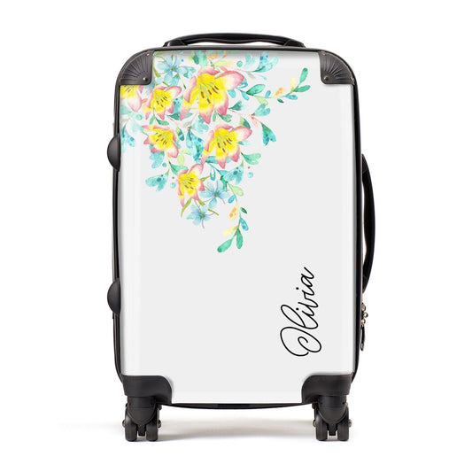 Yellow Pink Custom Flowers Suitcase